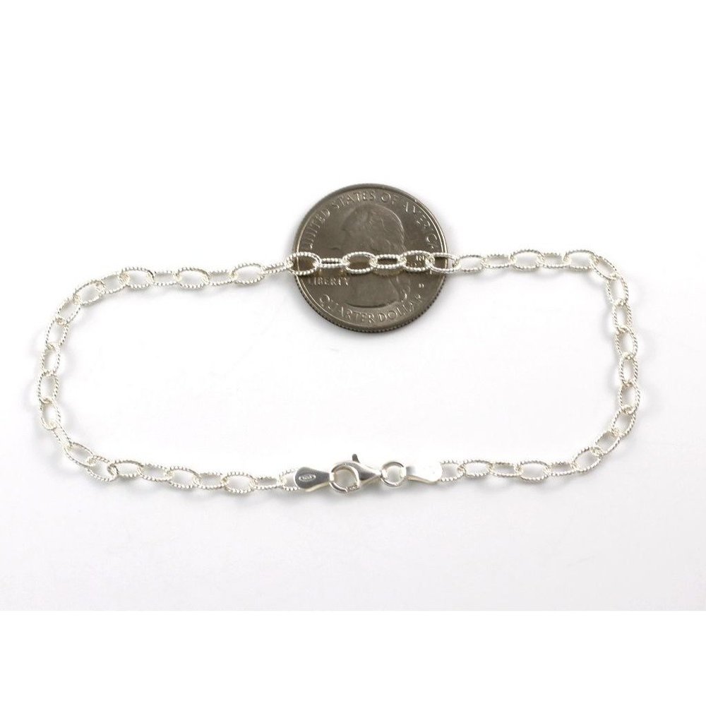 New Solid Sterling Silver Cable Chain Anklet Brac… - image 2